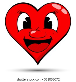 Vector illustration of a red heart with smile - love concepts
