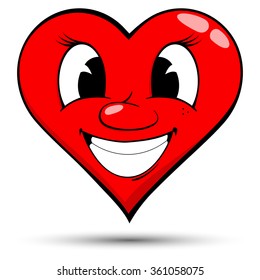 Vector illustration of a red heart with smile - love concepts