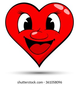 Vector illustration of a red heart with smile - love concepts