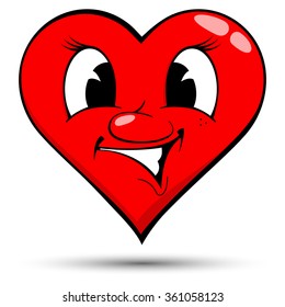 Vector illustration of a red heart with smile - love concepts