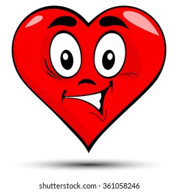 Vector illustration of a red heart with smile - love concepts