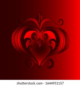 vector  illustration red  heart. valentines day. vintage ornament
.