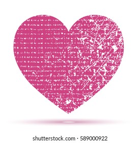 Vector illustration of red heart. Valentine's Day. Grunge texture.