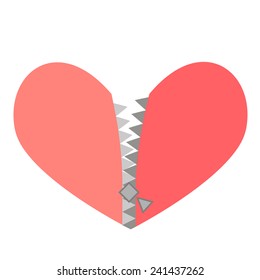 Vector illustration  red heart with zipper