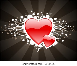 Vector illustration of red hearts