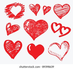 vector illustration of red hearts