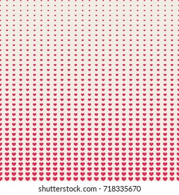 Vector Illustration with Red Hearts. Abstract Seamless Pattern. Halftone effect texture.