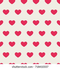 Vector Illustration with Red Hearts. Abstract Seamless Pattern.