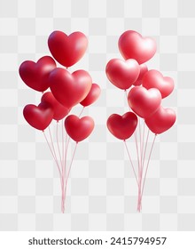 Vector Illustration, Red hearts balloons