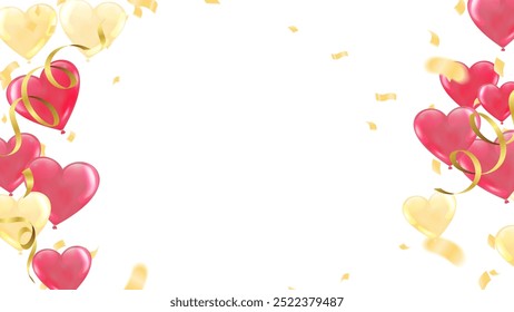 Vetor Illustration Balões de corações vermelhos diferentes balões de hélio lustroso 3D isolados no fundo branco