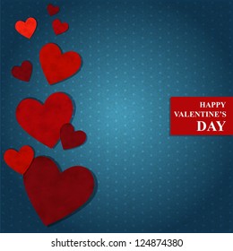 Vector illustration with red hearts by Valentine's Day