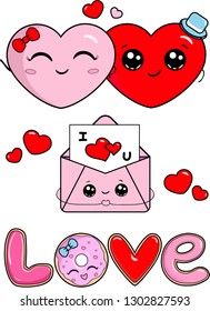 Vector Illustration, Red hearts different. Heart Icon Vector. Love symbol. Valentine s Day sign, emblem isolated on white background. Perfect Love symbol.
Vector illustration of red smiling heart.