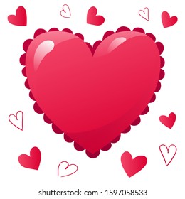 Vector illustration of red hearts isolated on a white background. Place for your text. St. Valentine's Day. wedding or birthday