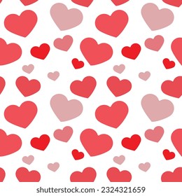 Vector illustration of red hearts pattern. Background of love and feelings.