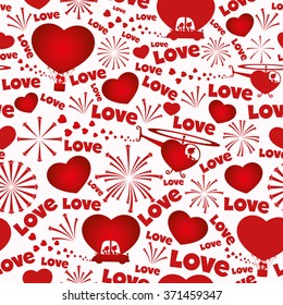 Vector illustration. Red hearts pattern for seamless background.