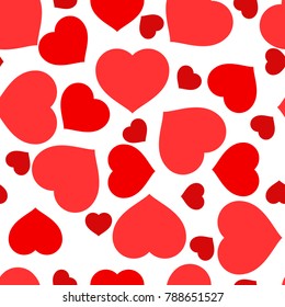 Vector illustration with red hearts. Seamless pattern for Valentine's Day. Romantic background.