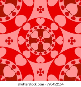 Vector illustration with red hearts. Seamless pattern for Valentine's Day. Romantic background.