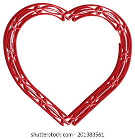 vector illustration of red hearts surround lacy