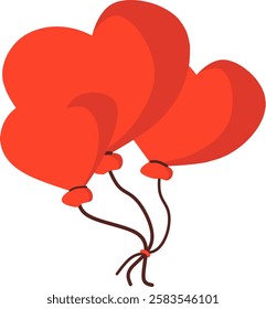 A vector illustration of red heart-shaped balloons floating, symbolizing love, celebration, and joy. Perfect for romantic designs, Valentine’s Day, birthdays, and greeting cards.