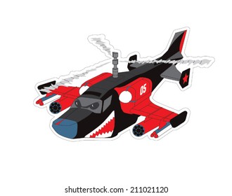 Vector illustration of red Helicopter on white background.