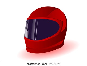 Vector illustration a red helmet of the race driver on a white background