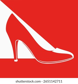 A vector illustration of a red high-heeled shoe seen from the side, representing fashion, elegance, or footwear.