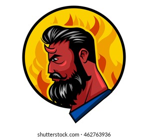 A vector illustration of red horn beard man