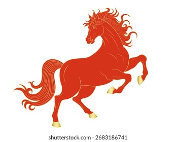Ilustração vetorial de um cavalo vermelho