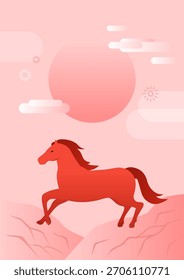 Ilustración vectorial de un caballo rojo.