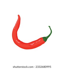 Ilustración vectorial de pimienta picante roja realista en estilo de caricatura plana. El pimiento picante rojo yacía sobre fondo blanco con sombra para etiquetas y diseño de logo. Pimienta de un solo grupo.