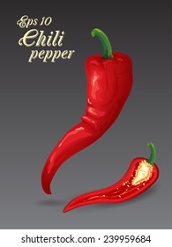 Vector illustration. Red hot chili peppers. Natural organic food. Vegetables and spice