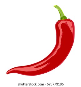 Vector illustration of red hot chili pepper on white background. Element for design.