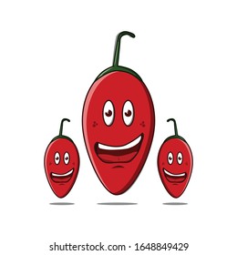 Vector illustration of a red, hot and spicy chilli cartoon character