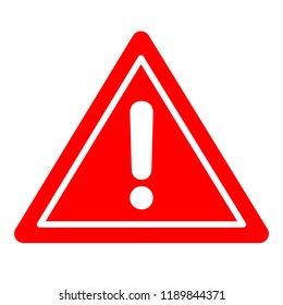 Vector illustration of Red Icon Isolated on a White Background - Rounded triangle shape hazard warning sign with exclamation mark symbol.