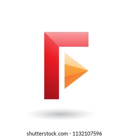 Vector Illustration of a Red Icon of Letter F with a Triangle isolated on a White Background