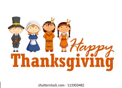 vector illustration of Red Indian wishing Happy Thanksgiving