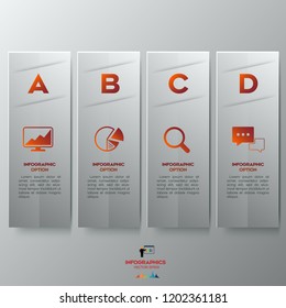 Vector illustration red infographics 4 options. Data and information visualization. Dynamic infographics stylish geometric on the grey background.Eps 10 vector file.