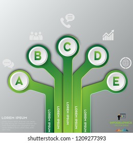 Vector illustration red infographics 5 options. Data and information visualization. Dynamic infographics stylish geometric on the grey background.Eps 10 vector file.