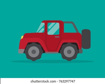 vector illustration red jeep 