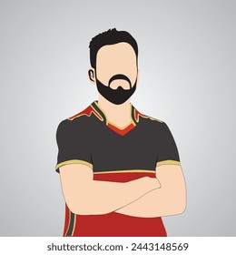 Vector illustration of Red Jersey cricket player Indian cricket player ipl cricketer  svg