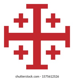 Vector illustration red Jerusalem cross. Cross of Knightly Order of the Holy Sepulchre of Jerusalem