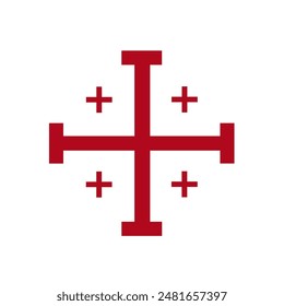 Vector illustration red Jerusalem cross	