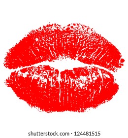 Vector Illustration Of Red Kiss Print