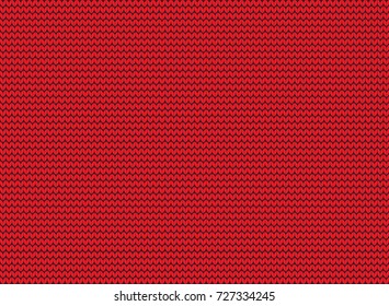 Vector illustration of red knitted background. Knitting pattern for design.