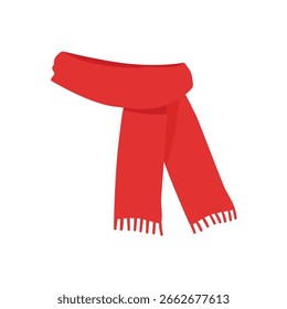 Bufanda de punto rojo de Ilustración vectorial aislada sobre fondo blanco. Bufanda de invierno