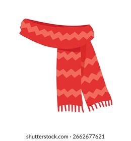Bufanda de punto rojo de Ilustración vectorial aislada sobre fondo blanco. Bufanda de invierno