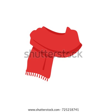 Vector illustration red knitted scarf isolated on white background.  Winter scarf Сток-фото © 