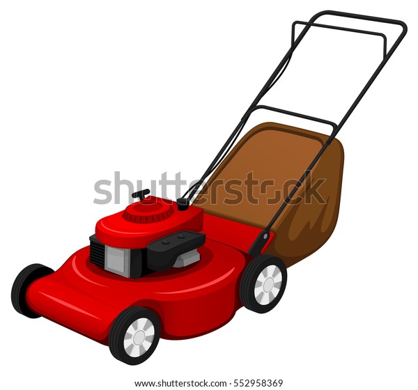 Vector Illustration Red Lawn Mower Stock Vector Royalty Free 552958369