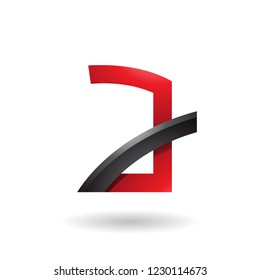 Vector Illustration of Red Letter A with Black Glossy Stick isolated on a White Background