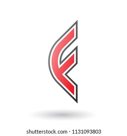 Vector Illustration of a Red Letter F Icon with Round Corners and Outer Stripes isolated on a White Background